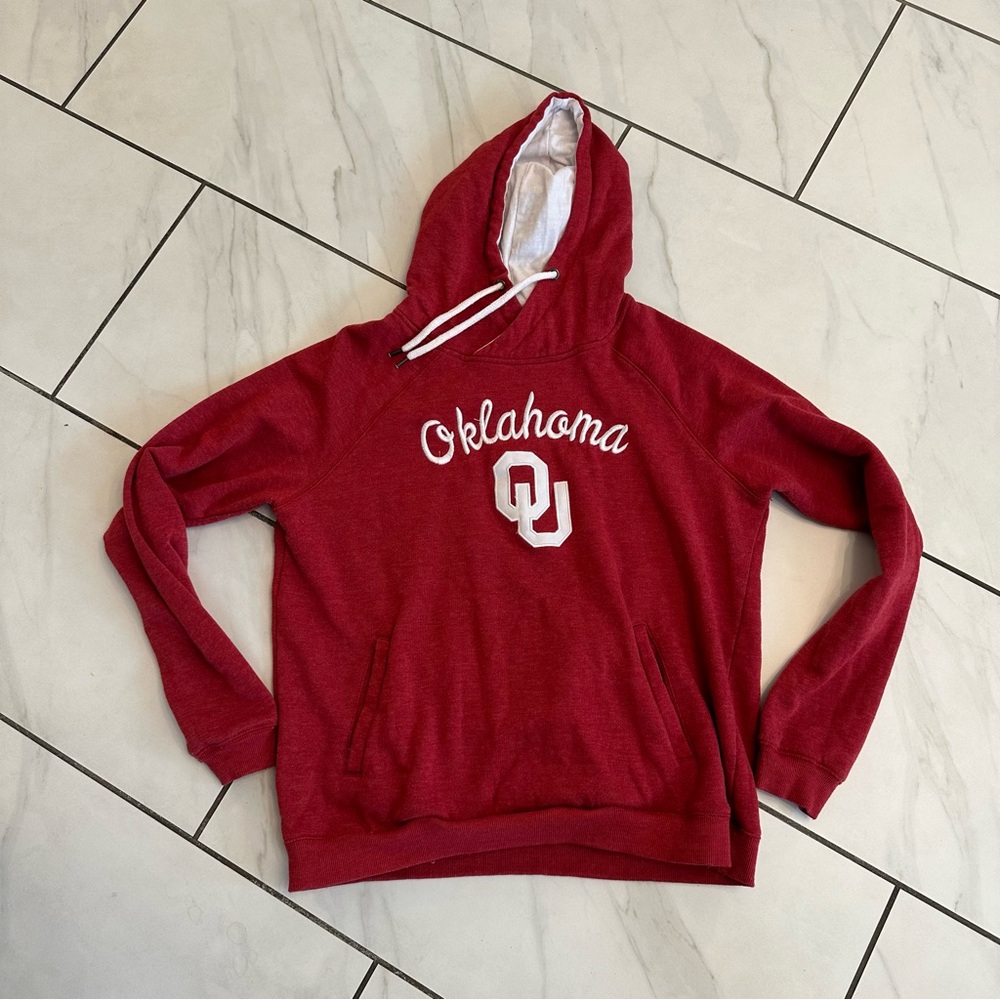 Colosseum Oklahoma Sooners Women's Red Hoodie Size L College Sports Crimson EUC